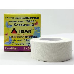Пластир медичний RiverPlast, тип Класичний на бавовняній основі білого кольору 2 см × 500 см IGAR